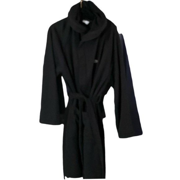 Lacoste Classic Bath Robe Unisex One Size Black Heavy Cotton/Poly Blend - Picture 2 of 7